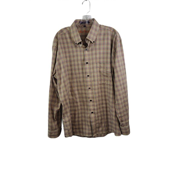 Alan Flusser Plaid Sleeve Button DownStriped Shirt Men's Large - Picture 1 of 11